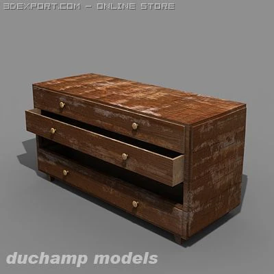 old chest of drawers 3D Model .c4d .max .obj .3ds .fbx .stl .blend 