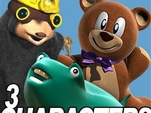 3 cartoon characters bundle 3D Model