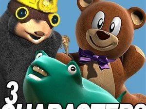 Lot de 3 personnages de dessins anim&eacute;s Modèle 3D