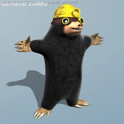 personaggio dei cartoni animati di talpa Modello 3D .c4d .max .obj .3ds .fbx .stl .blend 