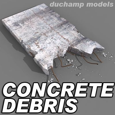 concrete wall chunk 3D Model .c4d .max .obj .3ds .fbx .stl .blend 