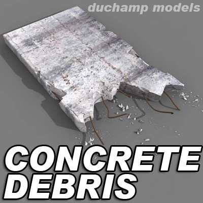 concrete wall chunk 3D Model .c4d .max .obj .3ds .fbx .stl .blend 