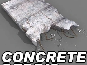 콘크리트 벽 덩어리 3D 모델