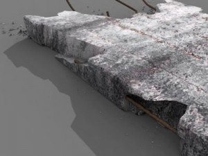 concrete wall chunk 3D Model