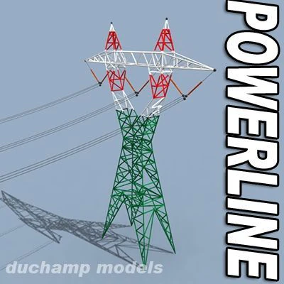 high voltage powerline 3D Model .c4d .max .obj .3ds .fbx .stl .blend 