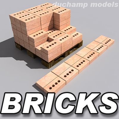 bricks and pallet Modèle 3D .c4d .max .obj .3ds .fbx .stl .blend 