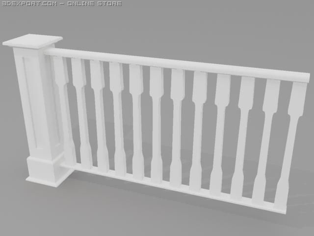 wooden handrail 3D Model .c4d .max .obj .3ds .fbx .stl .blend 