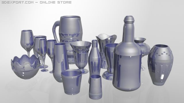 glass collection 3D मॉडल .c4d .max .obj .3ds .fbx .stl .blend 