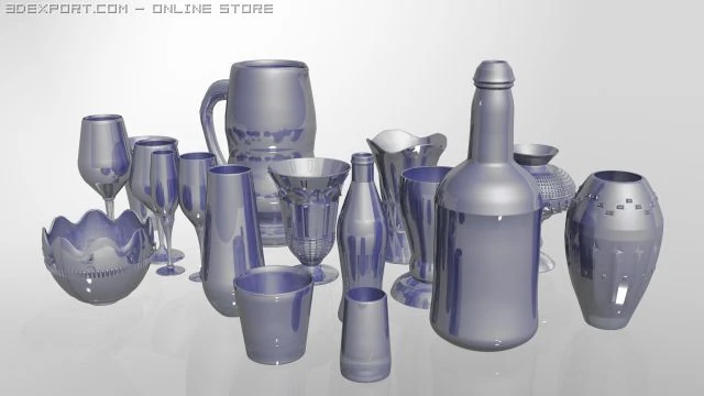 glass collection 3D Model .c4d .max .obj .3ds .fbx .stl .blend 
