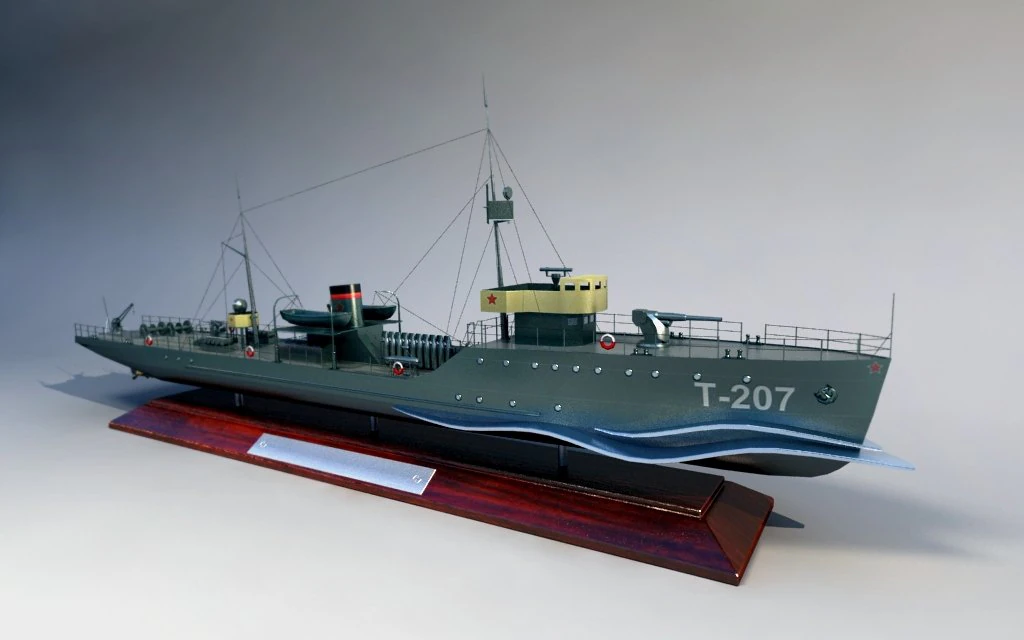 trawler the ship land mine t207 1940 3D Model .c4d .max .obj .3ds .fbx .stl .blend 
