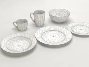 common round dishes 3D Model