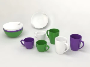 common round dishes 3D Model
