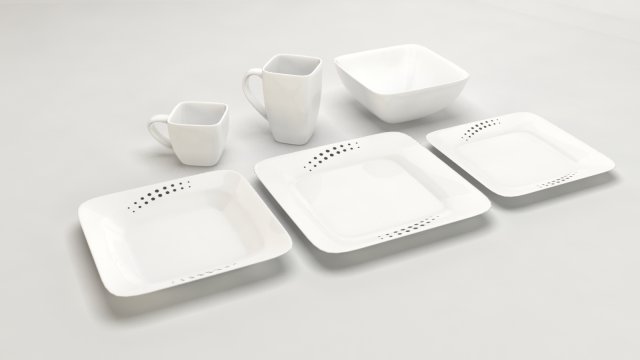 common square dishes 3D 모델 .c4d .max .obj .3ds .fbx .stl .blend 