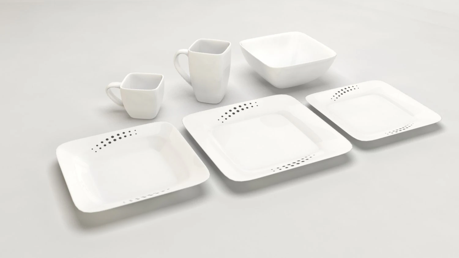 common square dishes 3D Model .c4d .max .obj .3ds .fbx .stl .blend