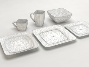common square dishes 3D 모델