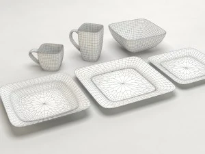 common square dishes 3D Model
