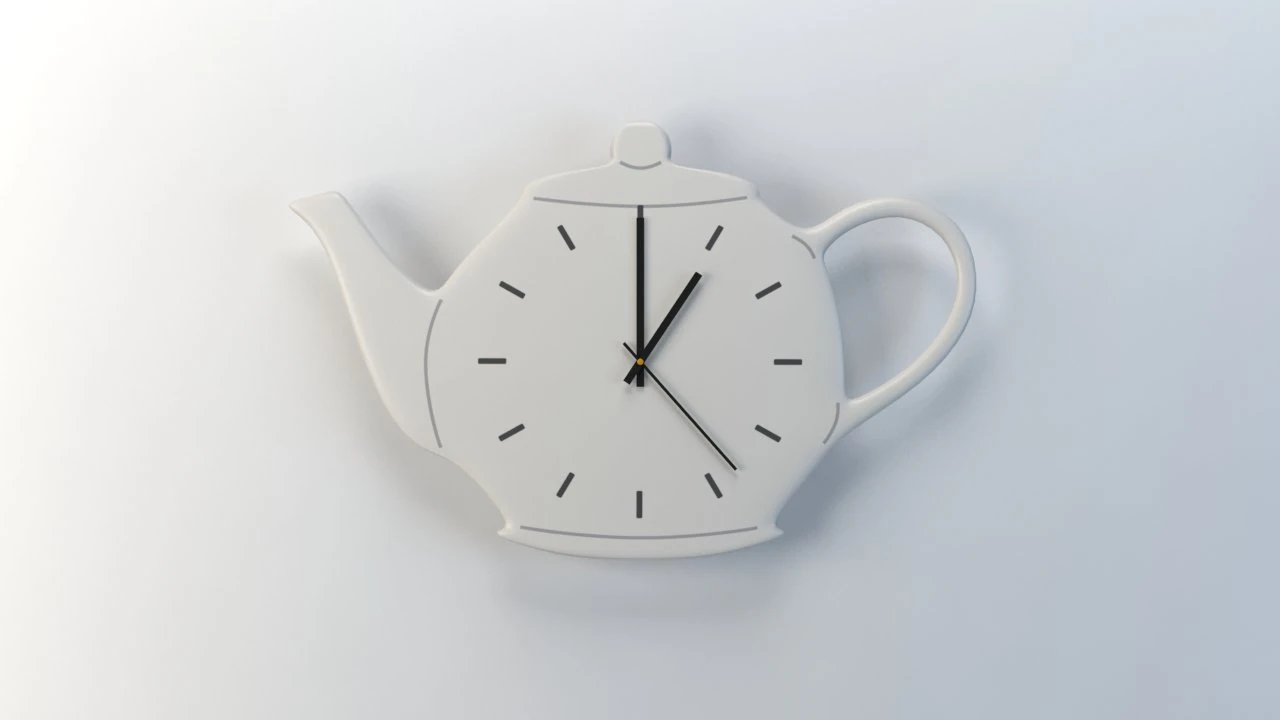 kitchen wall clock - teapot 3D Model .c4d .max .obj .3ds .fbx .stl .blend 