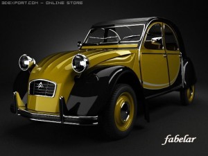 citroen 2cv yellow 3D Model