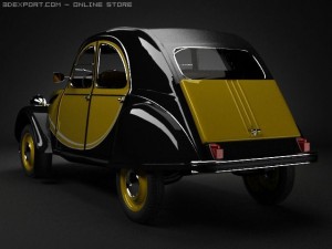 citroen 2cv yellow Model 3D