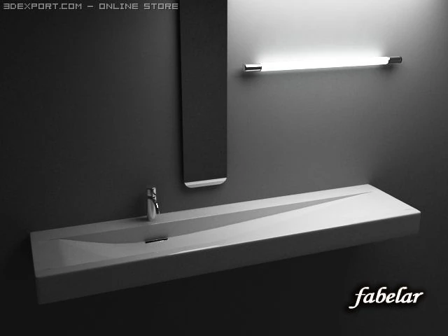 lavandino parziale Modello 3D .c4d .max .obj .3ds .fbx .stl .blend 