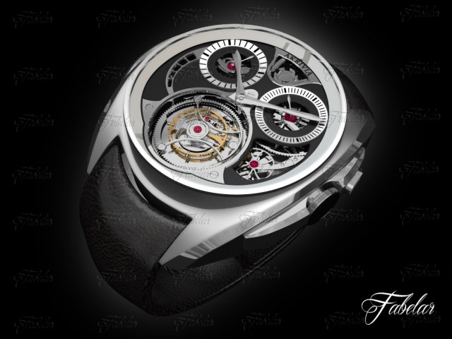 akrivia tourbillon monopusher chronograph 3D 模型 .c4d .max .obj .3ds .fbx .stl .blend