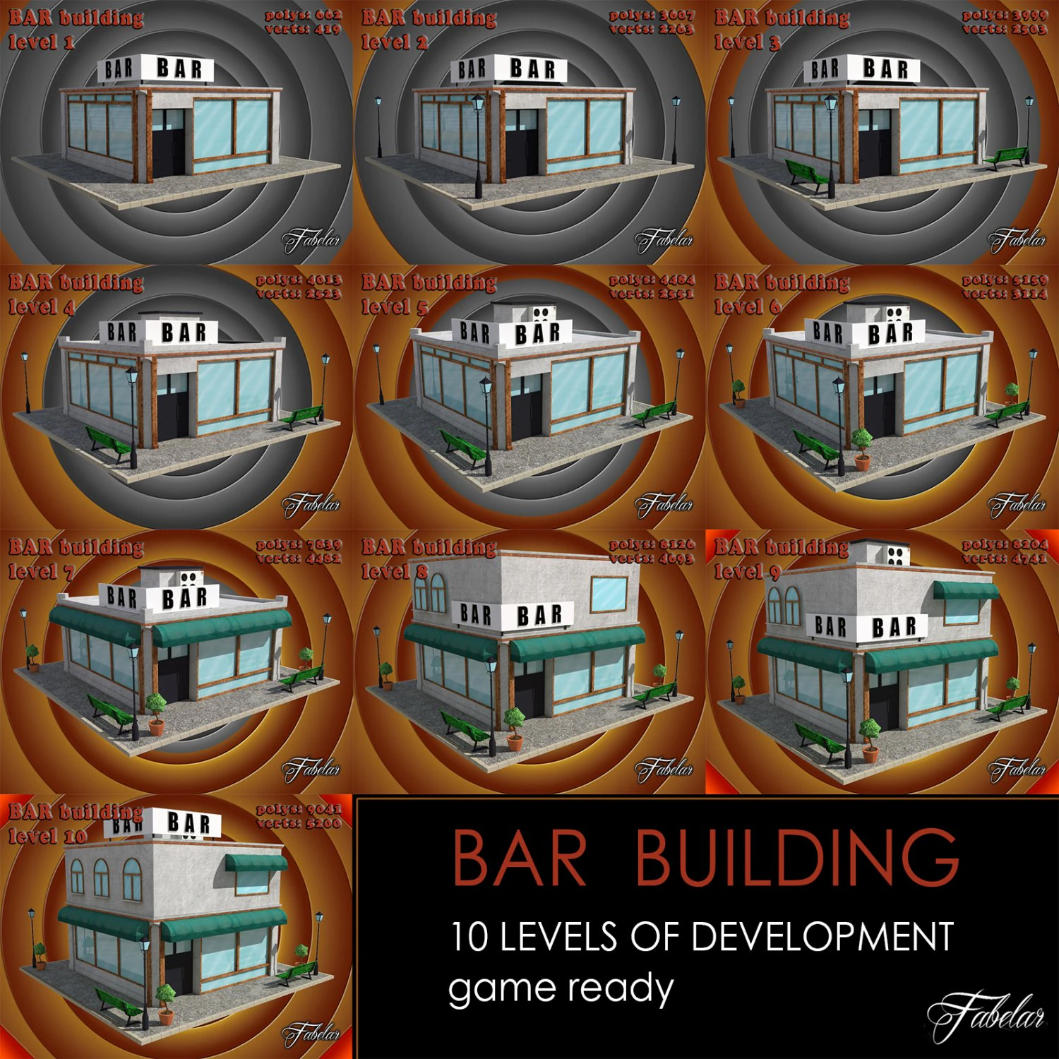 bar all 10 levels 3D Model .c4d .max .obj .3ds .fbx .stl .blend 