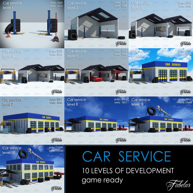 car service all 10 levels 3D 모델 .c4d .max .obj .3ds .fbx .stl .blend 