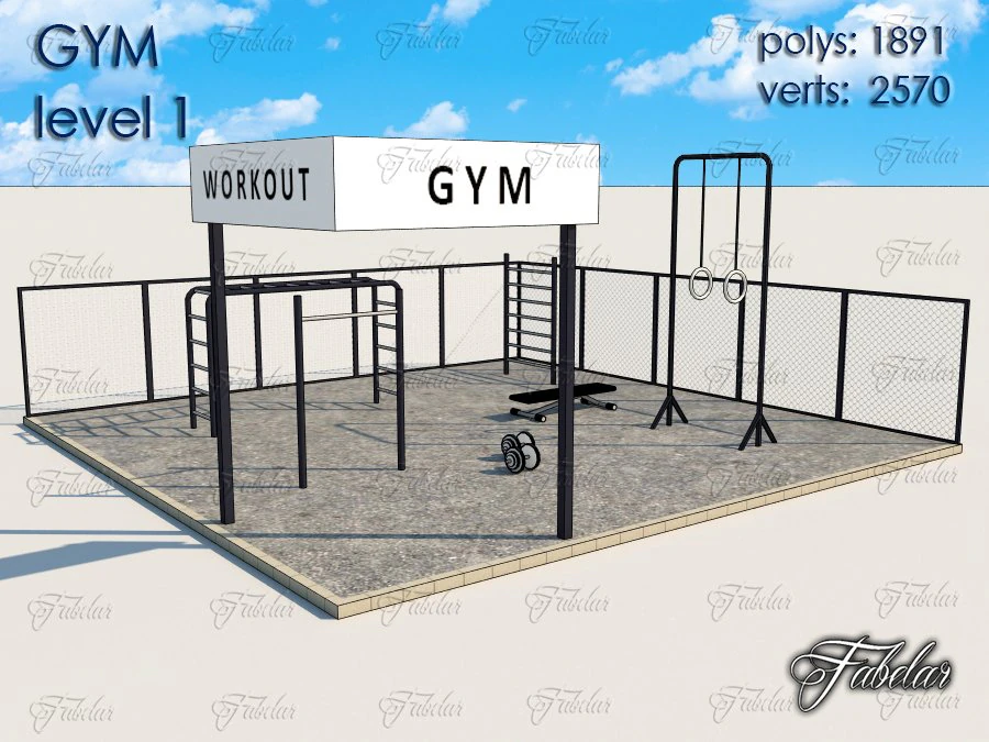 gym level 1 3D Model .c4d .max .obj .3ds .fbx .stl .blend 