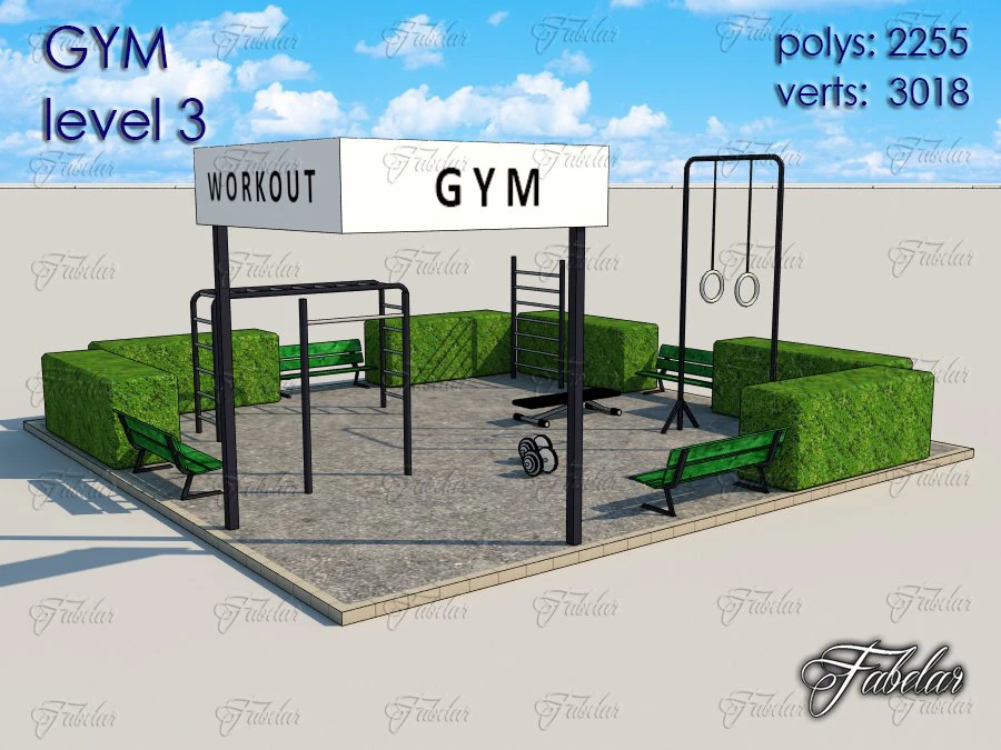 gym level 3 3D Model .c4d .max .obj .3ds .fbx .stl .blend 