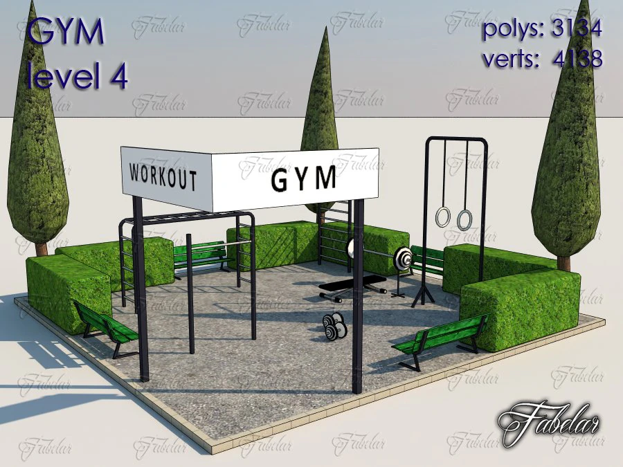 gym level 4 3D Model .c4d .max .obj .3ds .fbx .stl .blend 