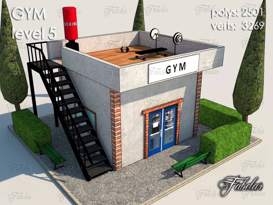 gym level 5 3D Model .c4d .max .obj .3ds .fbx .stl .blend 