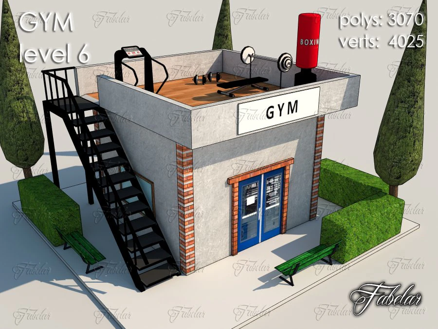 gym level 6 3D Model .c4d .max .obj .3ds .fbx .stl .blend 
