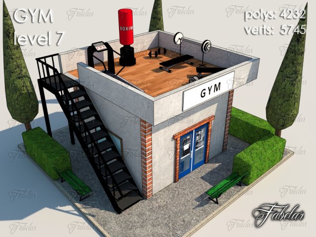gym level 7 3D Model .c4d .max .obj .3ds .fbx .stl .blend 