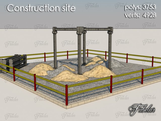 construction site 3D Модель .c4d .max .obj .3ds .fbx .stl .blend 