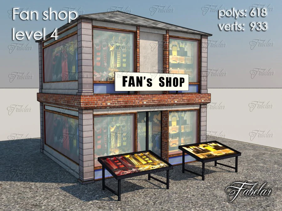 fan shop level 4 3D Model .c4d .max .obj .3ds .fbx .stl .blend 