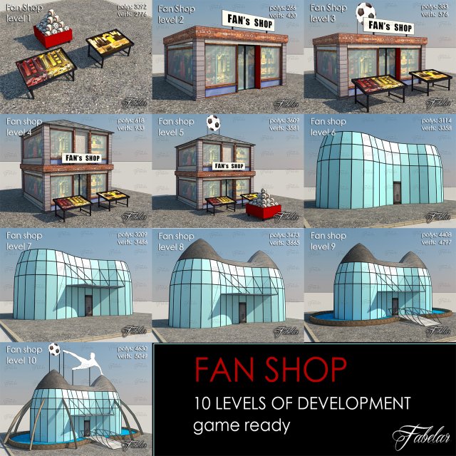 fan shop all 10 levels 3Dモデル .c4d .max .obj .3ds .fbx .stl .blend 