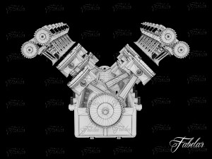 v12 engine open Modello 3D
