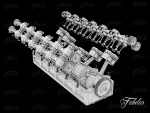 motor v12 aberto Modelo 3D