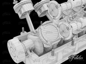 v12 engine open Modello 3D