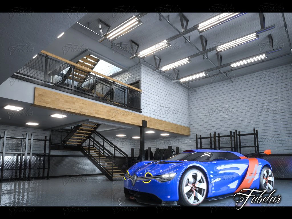 garage 01 renault alpine concept 3D Model .c4d .max .obj .3ds .fbx .stl .blend