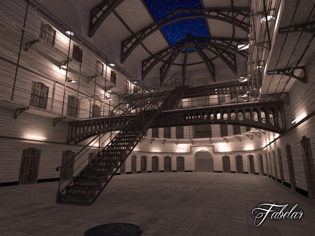 prison 01 night 3D Model .c4d .max .obj .3ds .fbx .stl .blend 