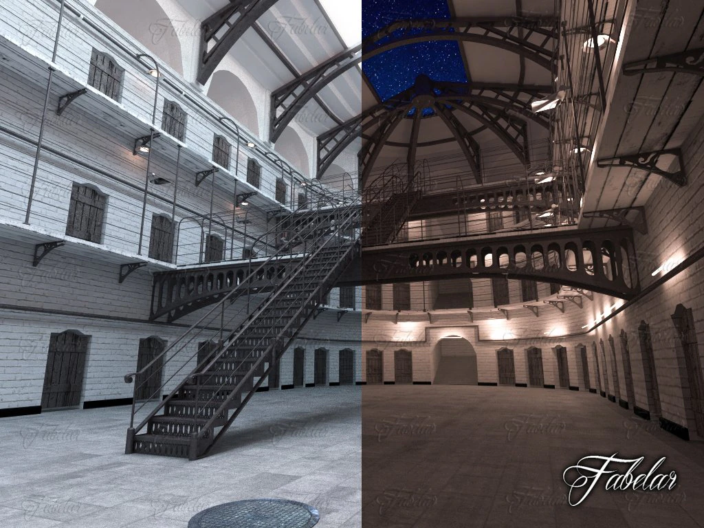 prison 01 day and night 3D Model .c4d .max .obj .3ds .fbx .stl .blend