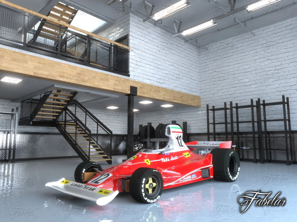 ferrari 312t garage 01 3D Model .c4d .max .obj .3ds .fbx .stl .blend