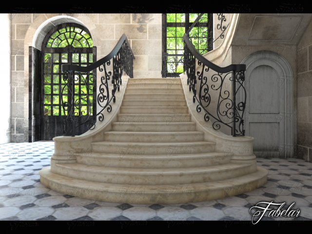 staircase 01 3D Model .c4d .max .obj .3ds .fbx .stl .blend 