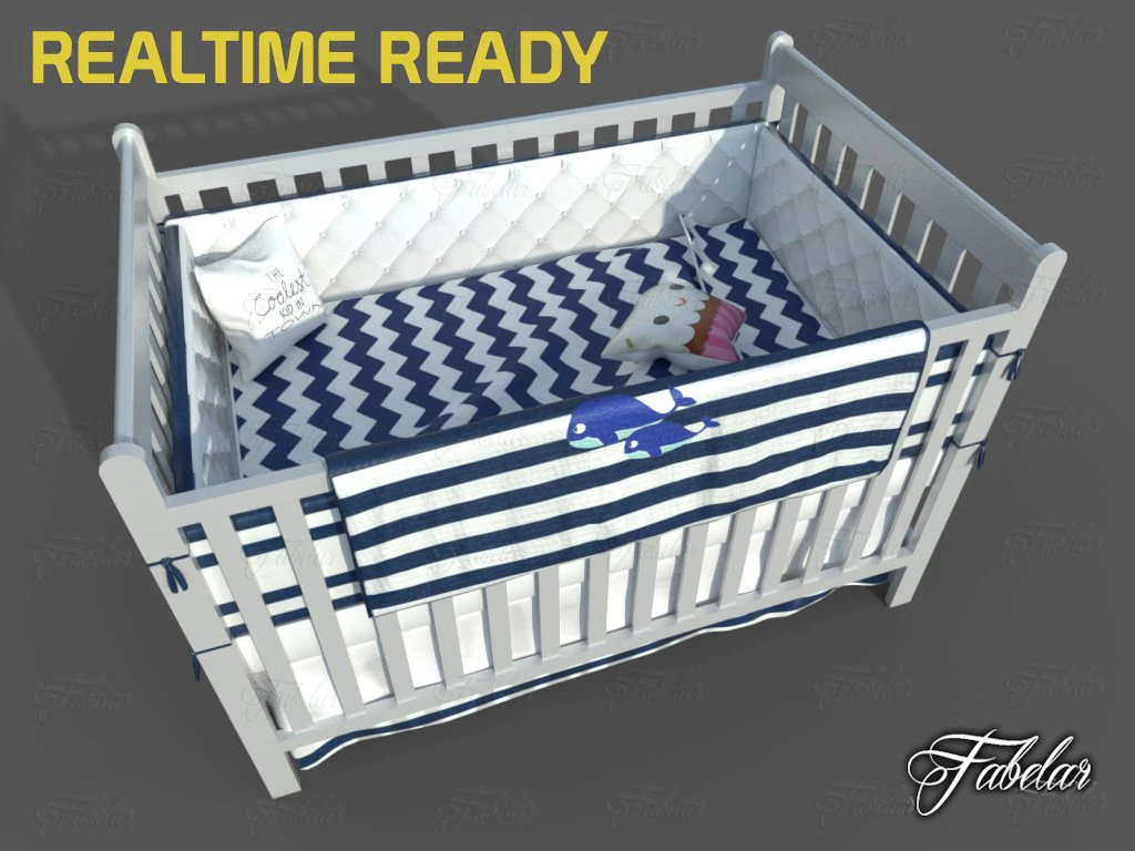 cot bed 3D Model .c4d .max .obj .3ds .fbx .stl .blend 