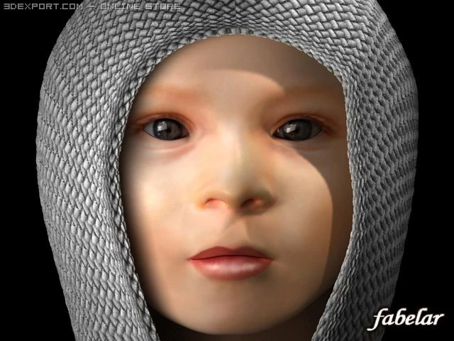 baby head 3D Model .c4d .max .obj .3ds .fbx .stl .blend 