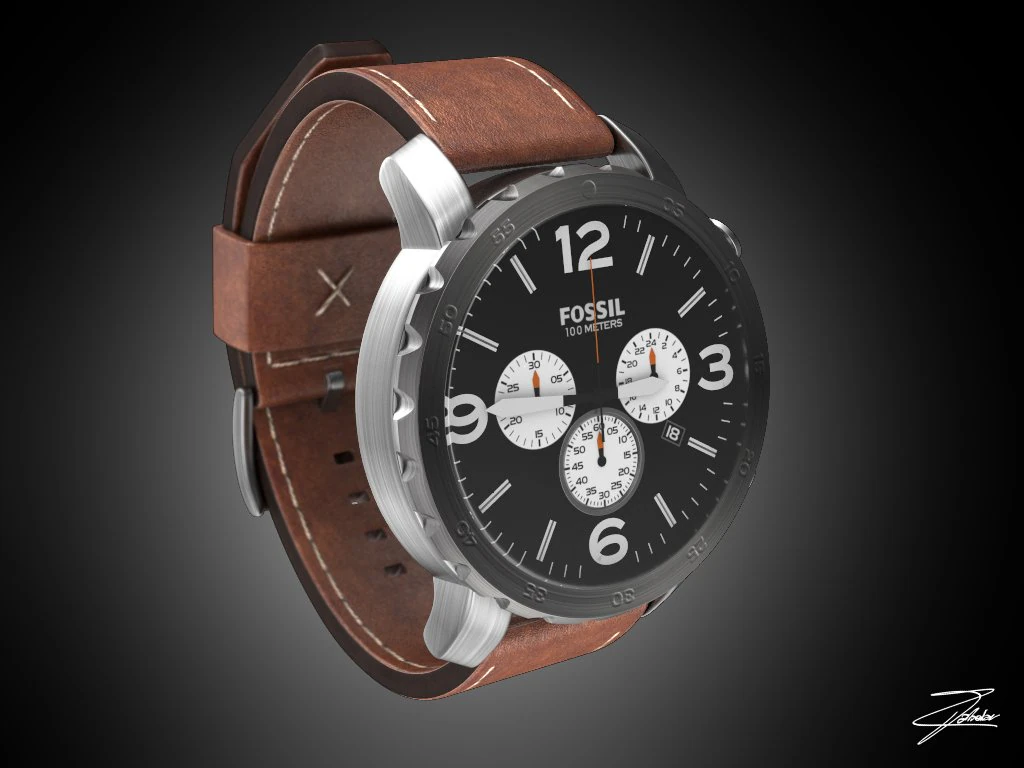 fossil jr 1486 wristwatch 3D Model .c4d .max .obj .3ds .fbx .stl .blend 