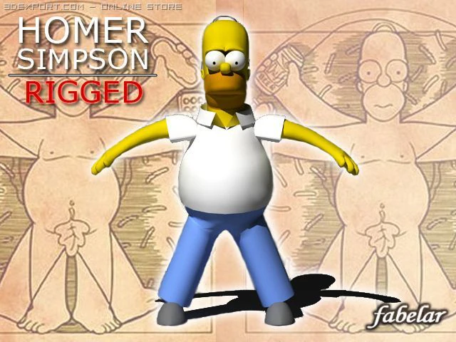 Homer simpson rigged 3D Model .c4d .max .obj .3ds .fbx .stl .blend 