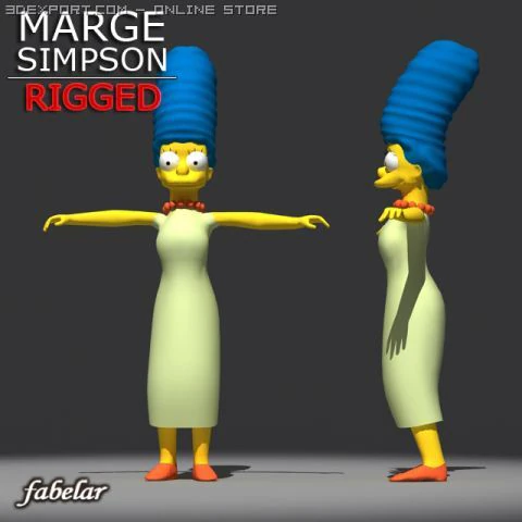 marge simpson rigged 3D Model .c4d .max .obj .3ds .fbx .stl .blend 