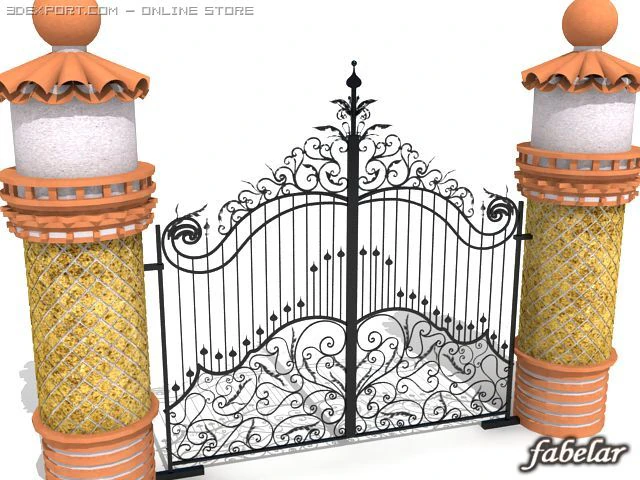 iron gate 3D Model .c4d .max .obj .3ds .fbx .stl .blend 